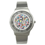 Alpha Pattern Stainless Steel Watch