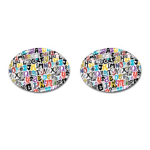 Alpha Pattern Cufflinks (Oval) from ArtsNow.com Front(Pair)