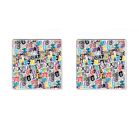 Alpha Pattern Cufflinks (Square) from ArtsNow.com Front(Pair)