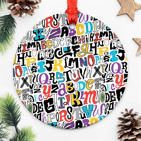 Alpha Pattern Round Ornament (Two Sides) from ArtsNow.com Front