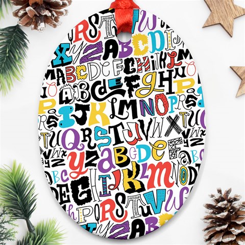 Alpha Pattern Oval Ornament (Two Sides) from ArtsNow.com Front