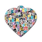 Alpha Pattern Dog Tag Heart (One Side)