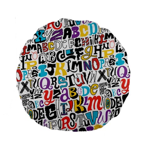 Alpha Pattern Standard 15  Premium Round Cushion  from ArtsNow.com Front