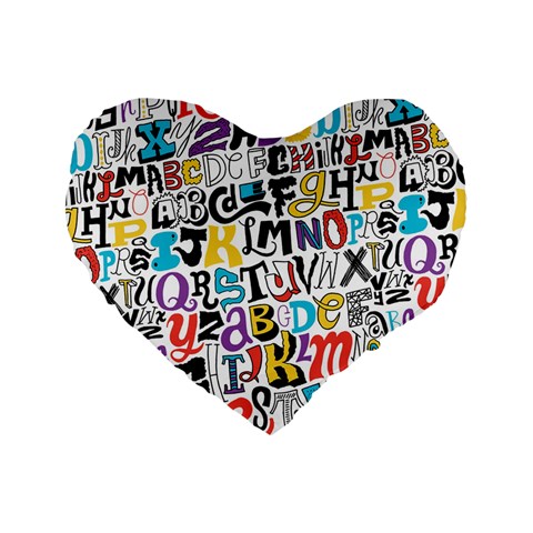 Alpha Pattern Standard 16  Premium Heart Shape Cushion  from ArtsNow.com Front