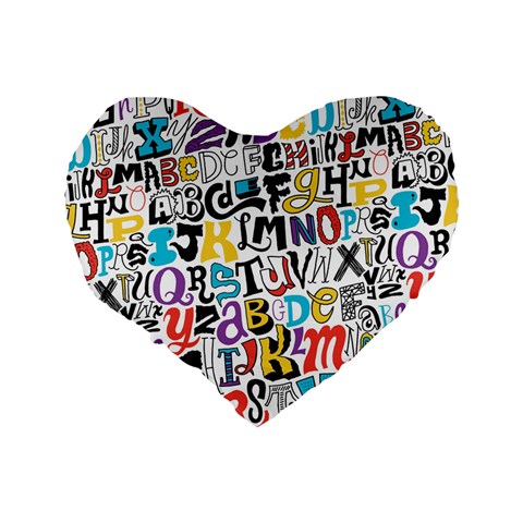 Alpha Pattern Standard 16  Premium Heart Shape Cushion  from ArtsNow.com Back