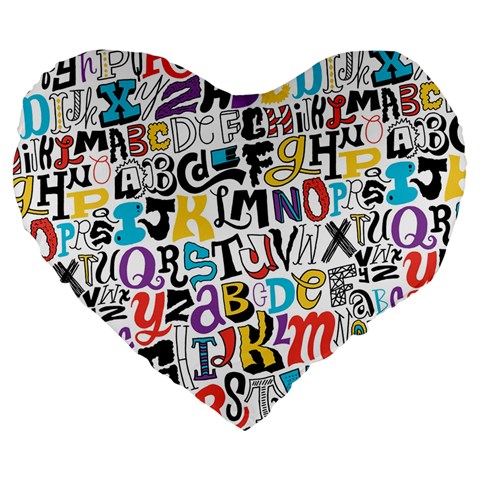 Alpha Pattern Large 19  Premium Heart Shape Cushion from ArtsNow.com Front