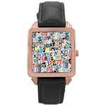 Alpha Pattern Rose Gold Leather Watch 