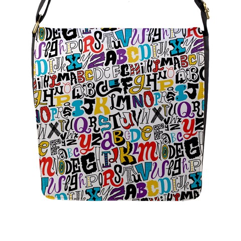 Alpha Pattern Flap Closure Messenger Bag (L) from ArtsNow.com Front