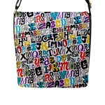 Alpha Pattern Flap Closure Messenger Bag (L)