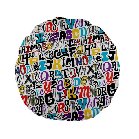 Alpha Pattern Standard 15  Premium Flano Round Cushion  from ArtsNow.com Front