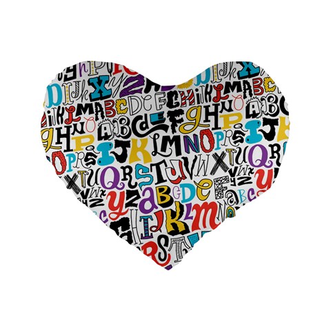 Alpha Pattern Standard 16  Premium Flano Heart Shape Cushion  from ArtsNow.com Front