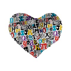 Alpha Pattern Standard 16  Premium Flano Heart Shape Cushion  from ArtsNow.com Front