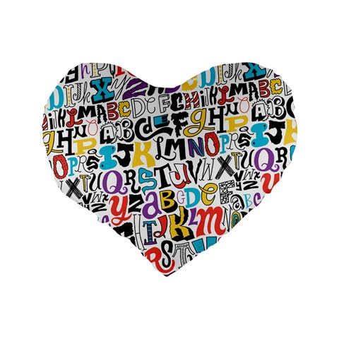 Alpha Pattern Standard 16  Premium Flano Heart Shape Cushion  from ArtsNow.com Back