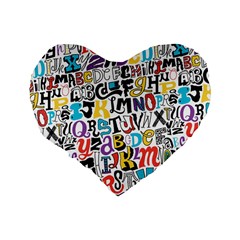 Alpha Pattern Standard 16  Premium Flano Heart Shape Cushion  from ArtsNow.com Back
