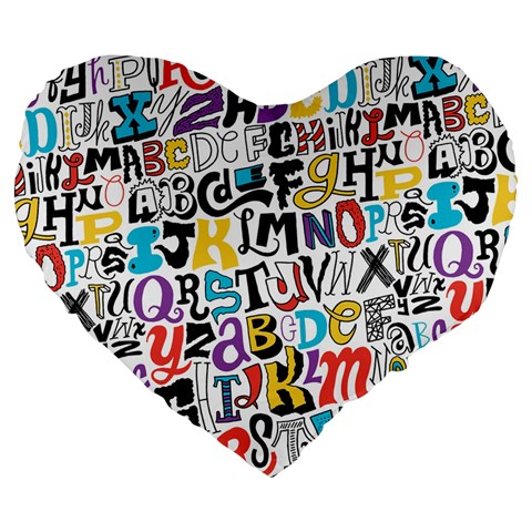 Alpha Pattern Large 19  Premium Flano Heart Shape Cushion from ArtsNow.com Front