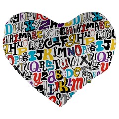 Alpha Pattern Large 19  Premium Flano Heart Shape Cushion from ArtsNow.com Front