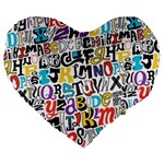 Alpha Pattern Large 19  Premium Flano Heart Shape Cushion