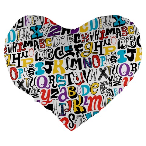 Alpha Pattern Large 19  Premium Flano Heart Shape Cushion from ArtsNow.com Back