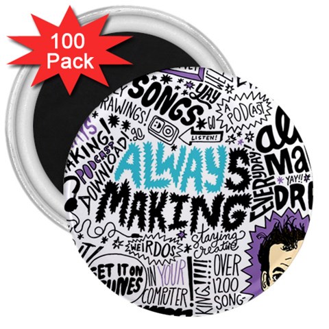 Always Making Pattern 3  Magnet (100 pack) from ArtsNow.com Front