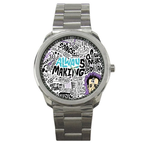 Always Making Pattern Sport Metal Watch from ArtsNow.com Front