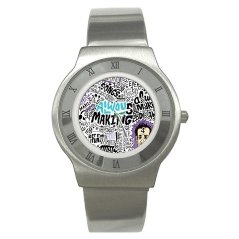 Always Making Pattern Stainless Steel Watch from ArtsNow.com Front