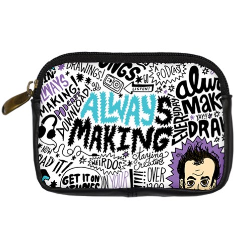 Always Making Pattern Digital Camera Leather Case from ArtsNow.com Front