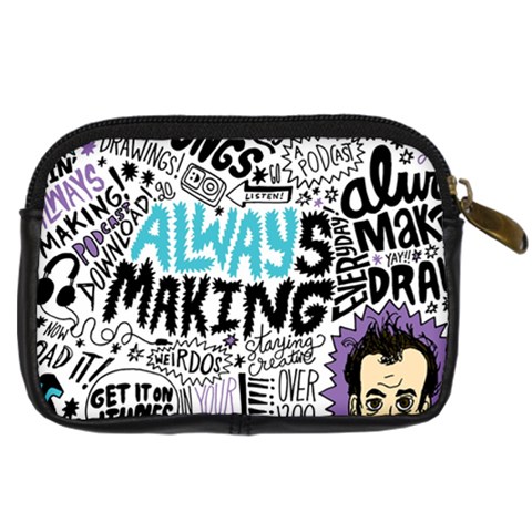 Always Making Pattern Digital Camera Leather Case from ArtsNow.com Back