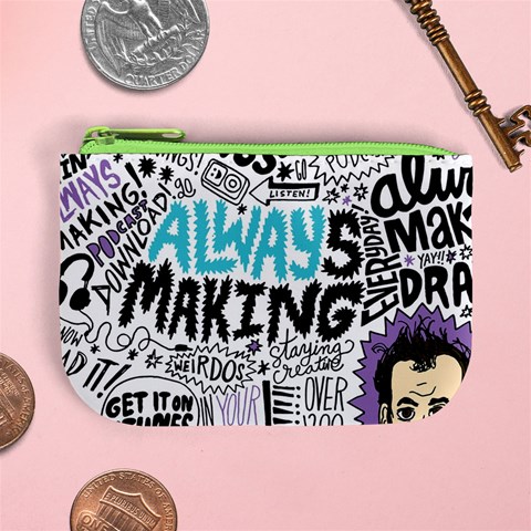 Always Making Pattern Mini Coin Purse from ArtsNow.com Front