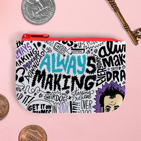 Always Making Pattern Mini Coin Purse from ArtsNow.com Front