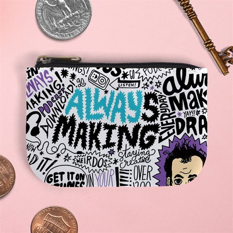 Always Making Pattern Mini Coin Purse from ArtsNow.com Front