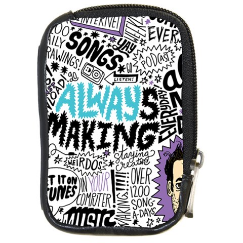 Always Making Pattern Compact Camera Leather Case from ArtsNow.com Front