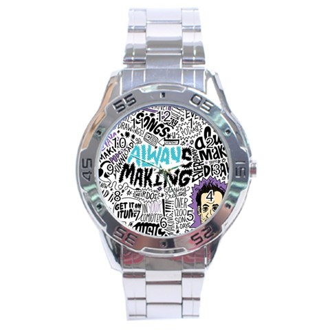Always Making Pattern Stainless Steel Analogue Watch from ArtsNow.com Front