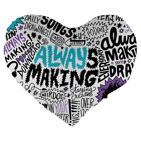 Always Making Pattern Large 19  Premium Heart Shape Cushion from ArtsNow.com Front