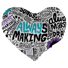 Always Making Pattern Large 19  Premium Heart Shape Cushion from ArtsNow.com Front