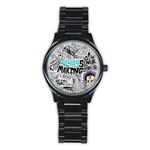 Always Making Pattern Stainless Steel Round Watch