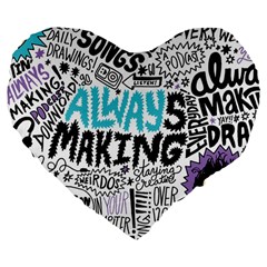 Always Making Pattern Large 19  Premium Flano Heart Shape Cushion from ArtsNow.com Front