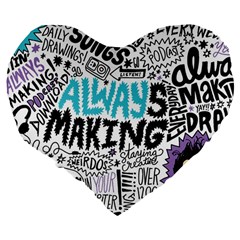 Always Making Pattern Large 19  Premium Flano Heart Shape Cushion from ArtsNow.com Back