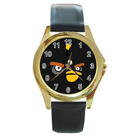 Angry Birds Round Gold Metal Watch from ArtsNow.com Front