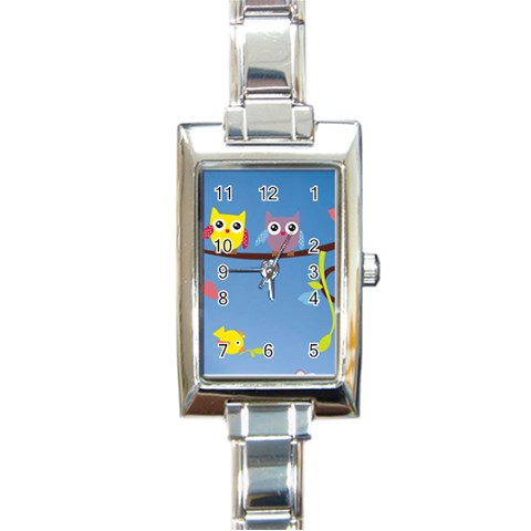 Animal Bird Cartoon Rectangle Italian Charm Watch from ArtsNow.com Front