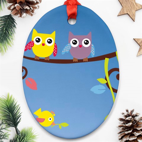 Animal Bird Cartoon Ornament (Oval) from ArtsNow.com Front