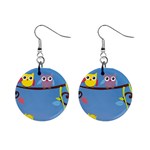 Animal Bird Cartoon 1  Button Earrings