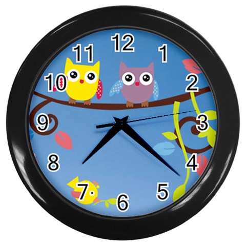 Animal Bird Cartoon Wall Clock (Black) from ArtsNow.com Front