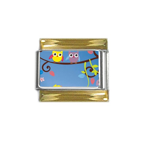 Animal Bird Cartoon Gold Trim Italian Charm (9mm) from ArtsNow.com Front