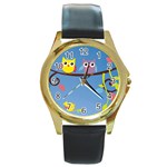 Animal Bird Cartoon Round Gold Metal Watch