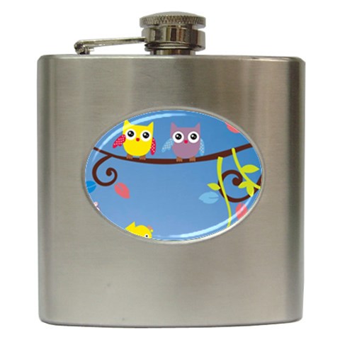 Animal Bird Cartoon Hip Flask (6 oz) from ArtsNow.com Front