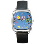 Animal Bird Cartoon Square Metal Watch