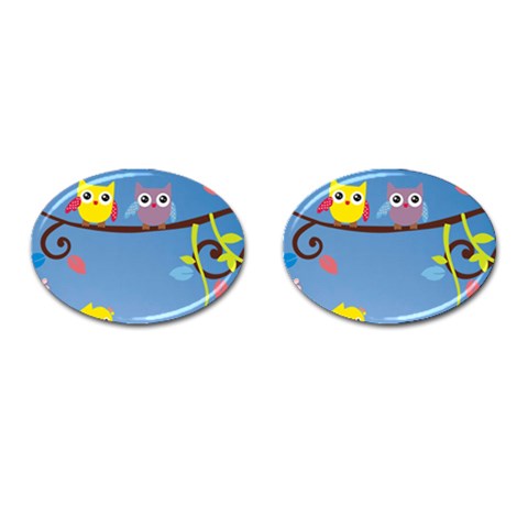 Animal Bird Cartoon Cufflinks (Oval) from ArtsNow.com Front(Pair)