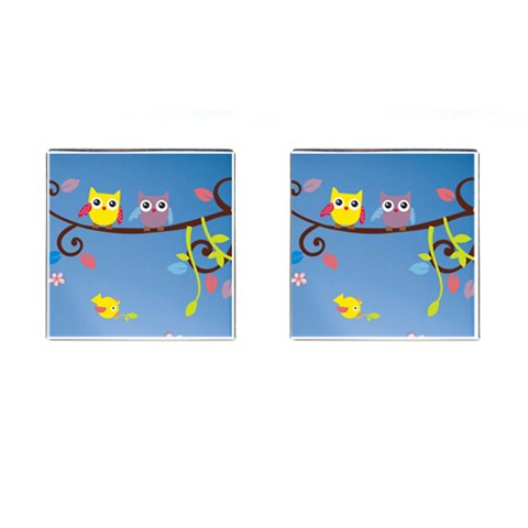 Animal Bird Cartoon Cufflinks (Square) from ArtsNow.com Front(Pair)