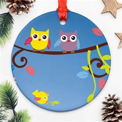 Animal Bird Cartoon Round Ornament (Two Sides) from ArtsNow.com Back