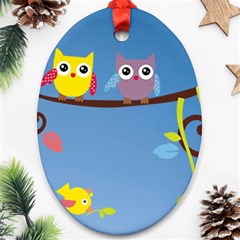 Animal Bird Cartoon Oval Ornament (Two Sides) from ArtsNow.com Front